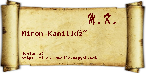 Miron Kamilló névjegykártya
